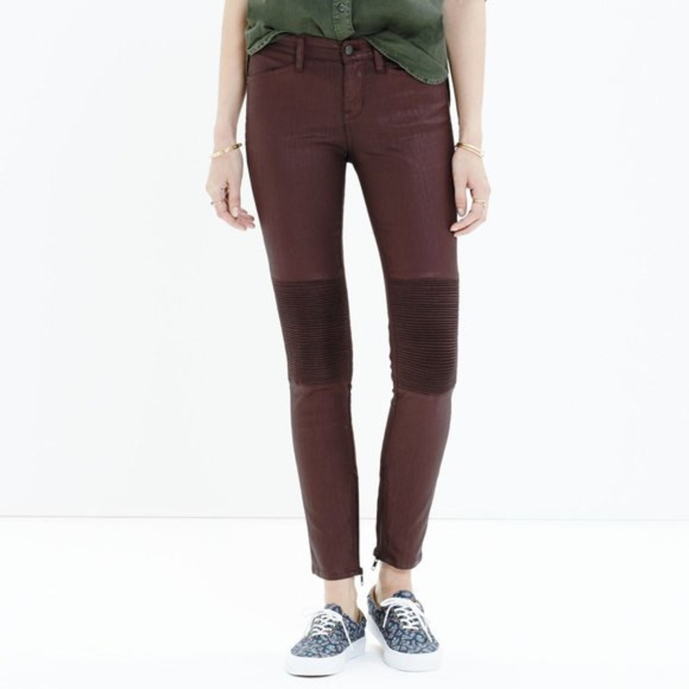 Madewell Burgundy Moto Ribbed Skinny Skinny Jeans Size 27